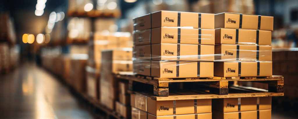 boxes stacked in a storage facility