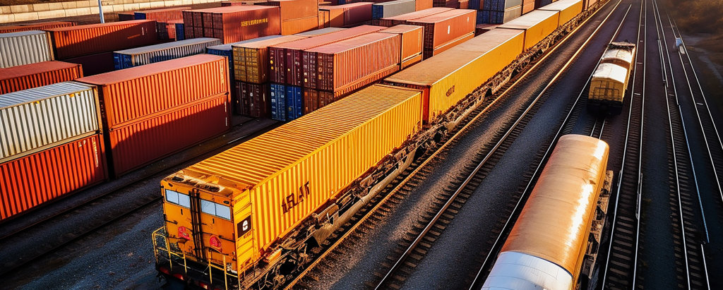 trains on train tracks carrying containers