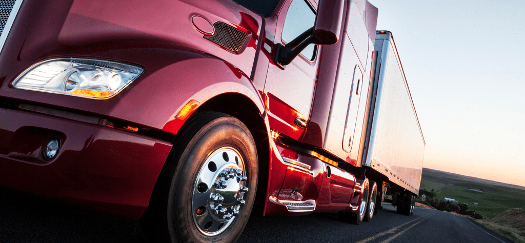 a long red truck